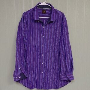 TAILORBYRD Men's Vibrant Blue Striped Shirt Button Down Collared Dress